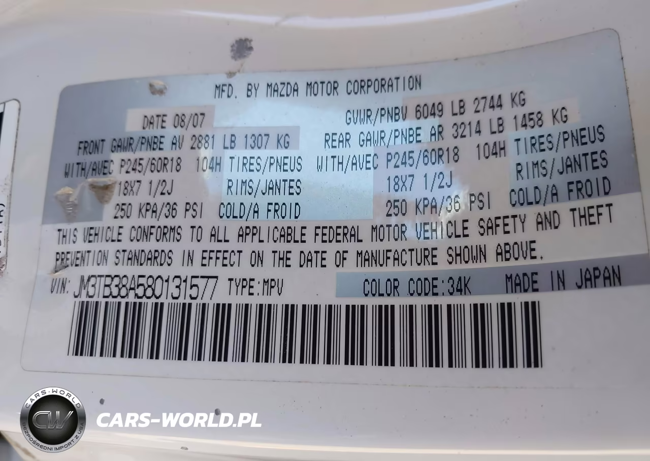 2008 Mazda Cx-9 Sport VIN:JM3TB38A580131577 - 9