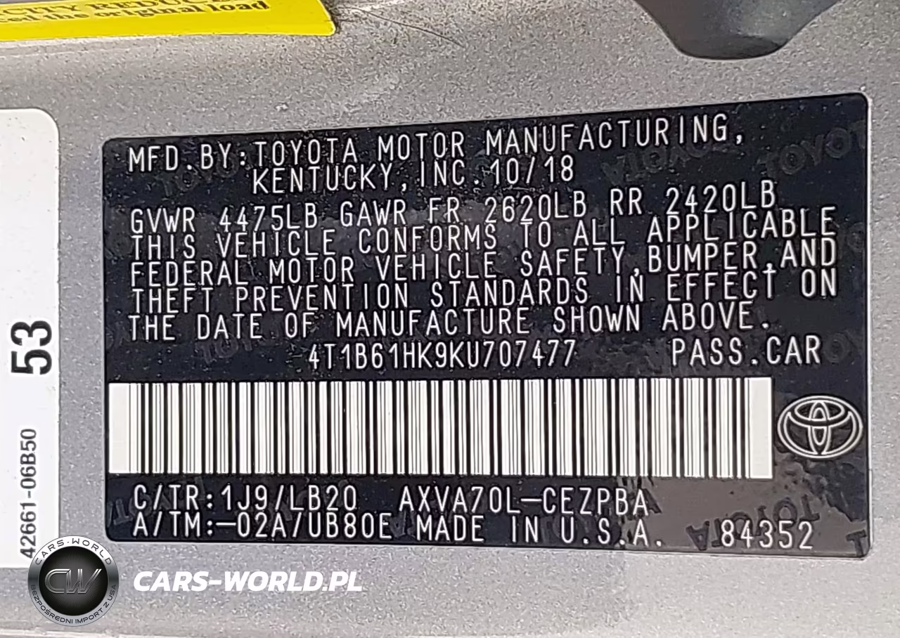 2019 Toyota Camry Xse VIN:4T1B61HK9KU707477 - 9