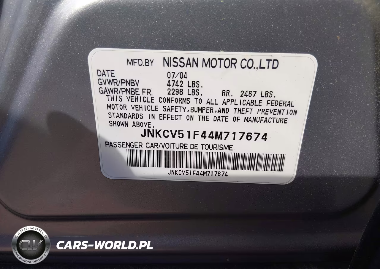 2004 Infiniti G35X VIN:JNKCV51F44M717674 - 9