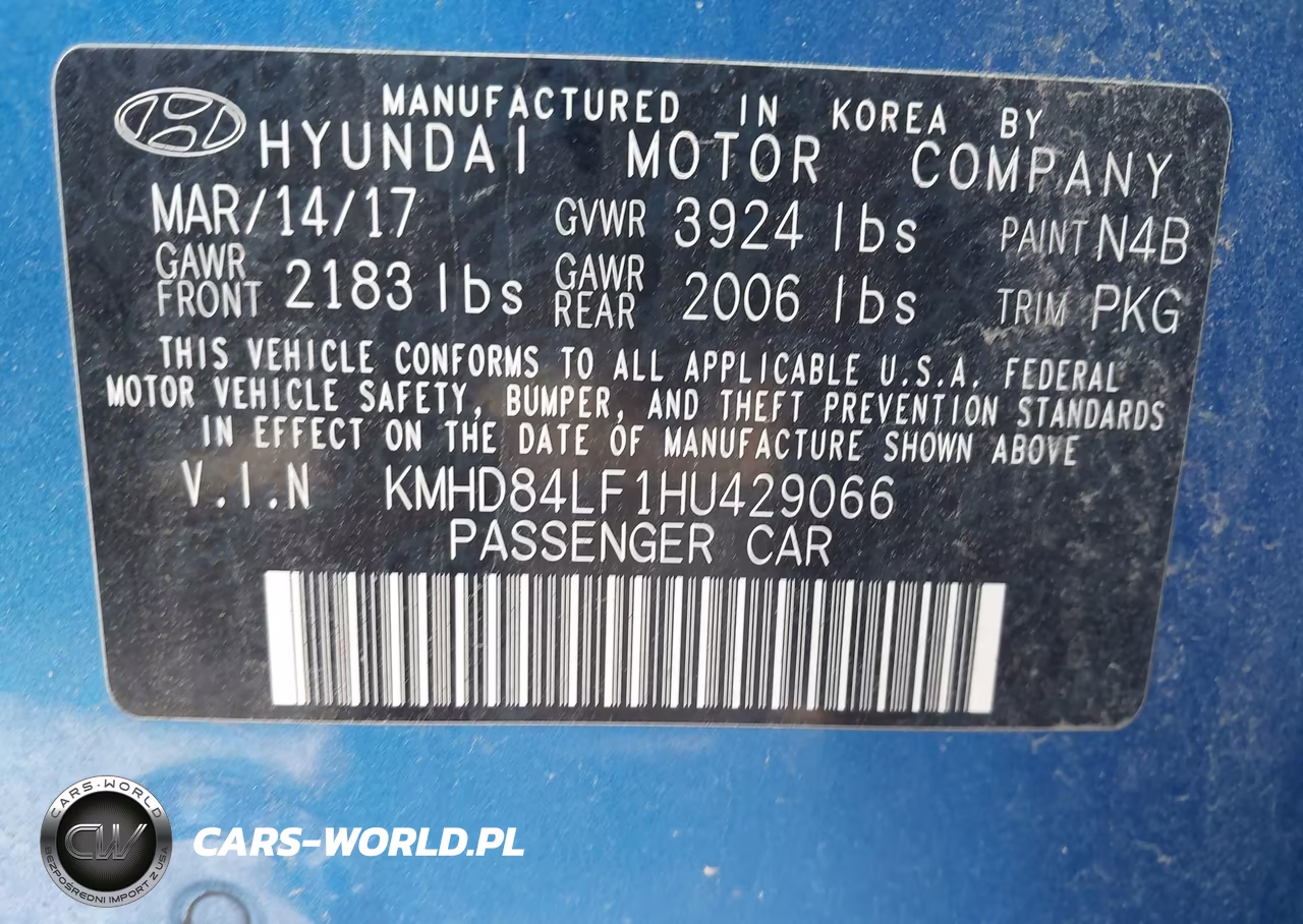 2017 Hyundai Elantra Se VIN:KMHD84LF1HU429066 - 9