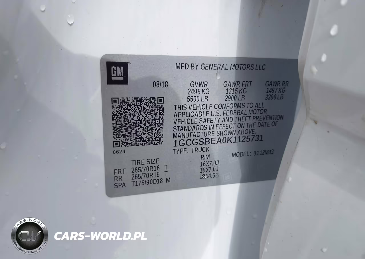 2019 Chevrolet Colorado Wt VIN:1GCGSBEA0K1125731 - 9