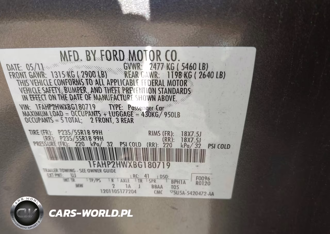 2011 Ford Taurus Sel VIN:1FAHP2HWXBG180719 - 9