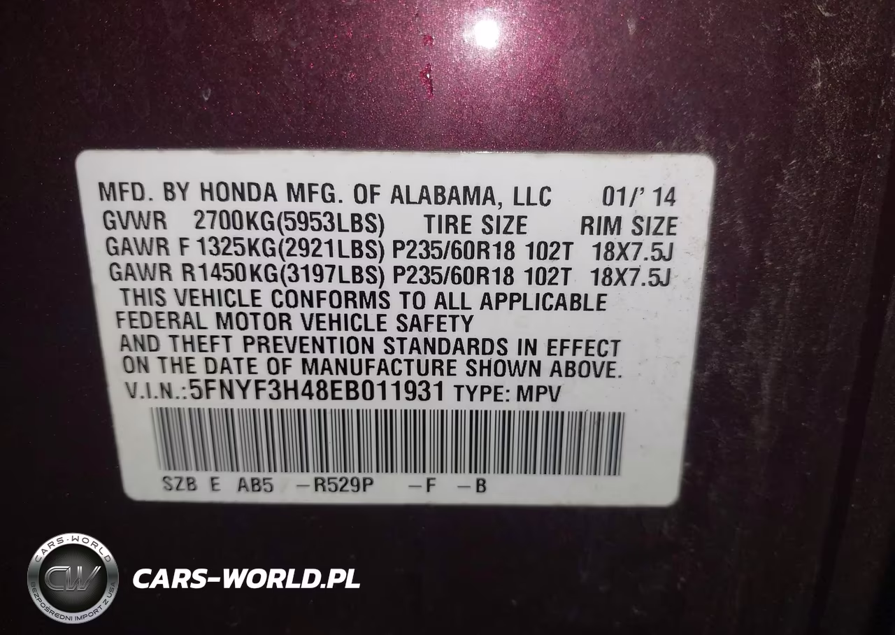 2014 Honda Pilot Ex VIN:5FNYF3H48EB011931 - 9