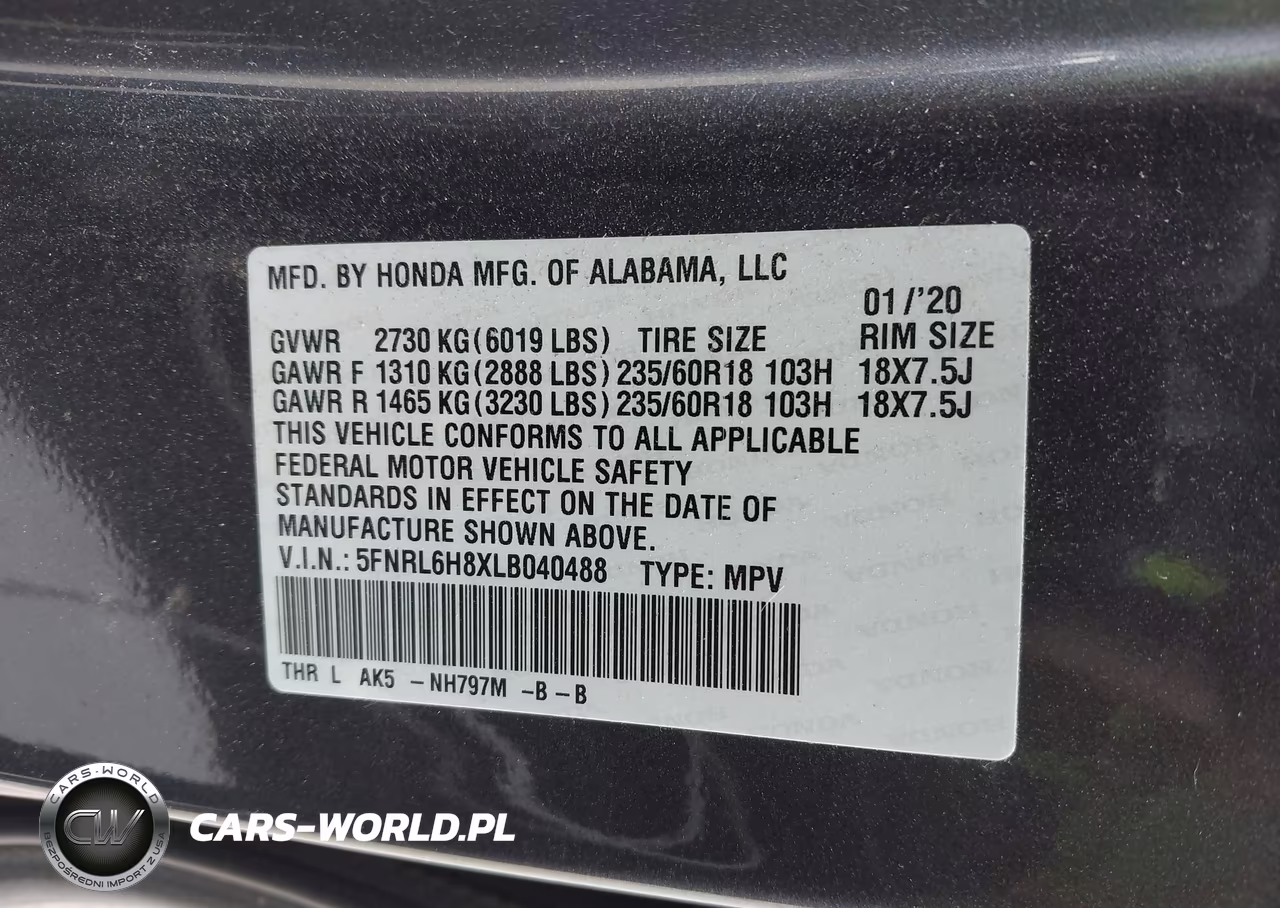 2020 Honda Odyssey Touring VIN:5FNRL6H8XLB040488 - 9
