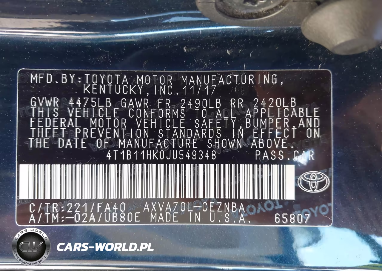 2018 Toyota Camry Le VIN:4T1B11HK0JU549348 - 9