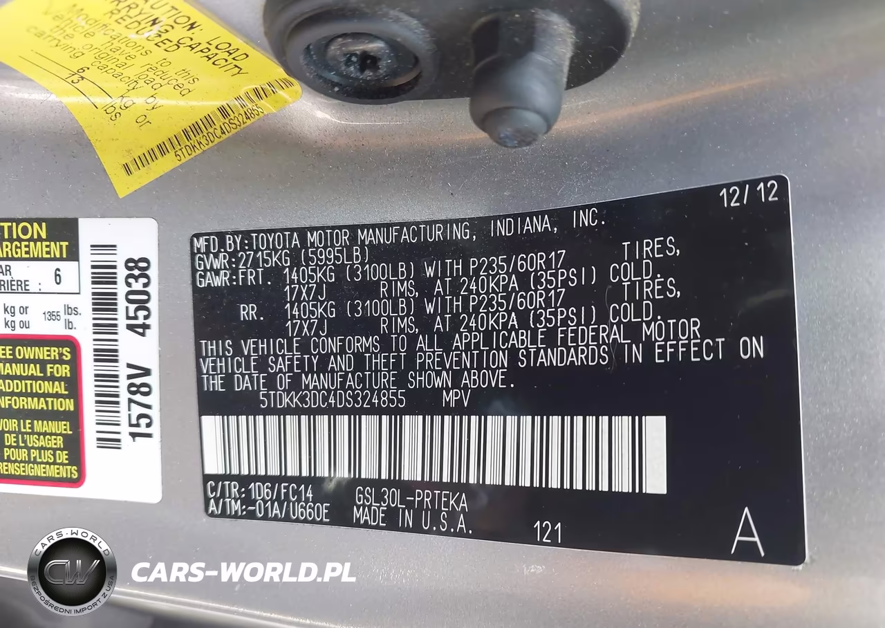 2013 Toyota Sienna Le V6 8 Passenger VIN:5TDKK3DC4DS324855 - 9