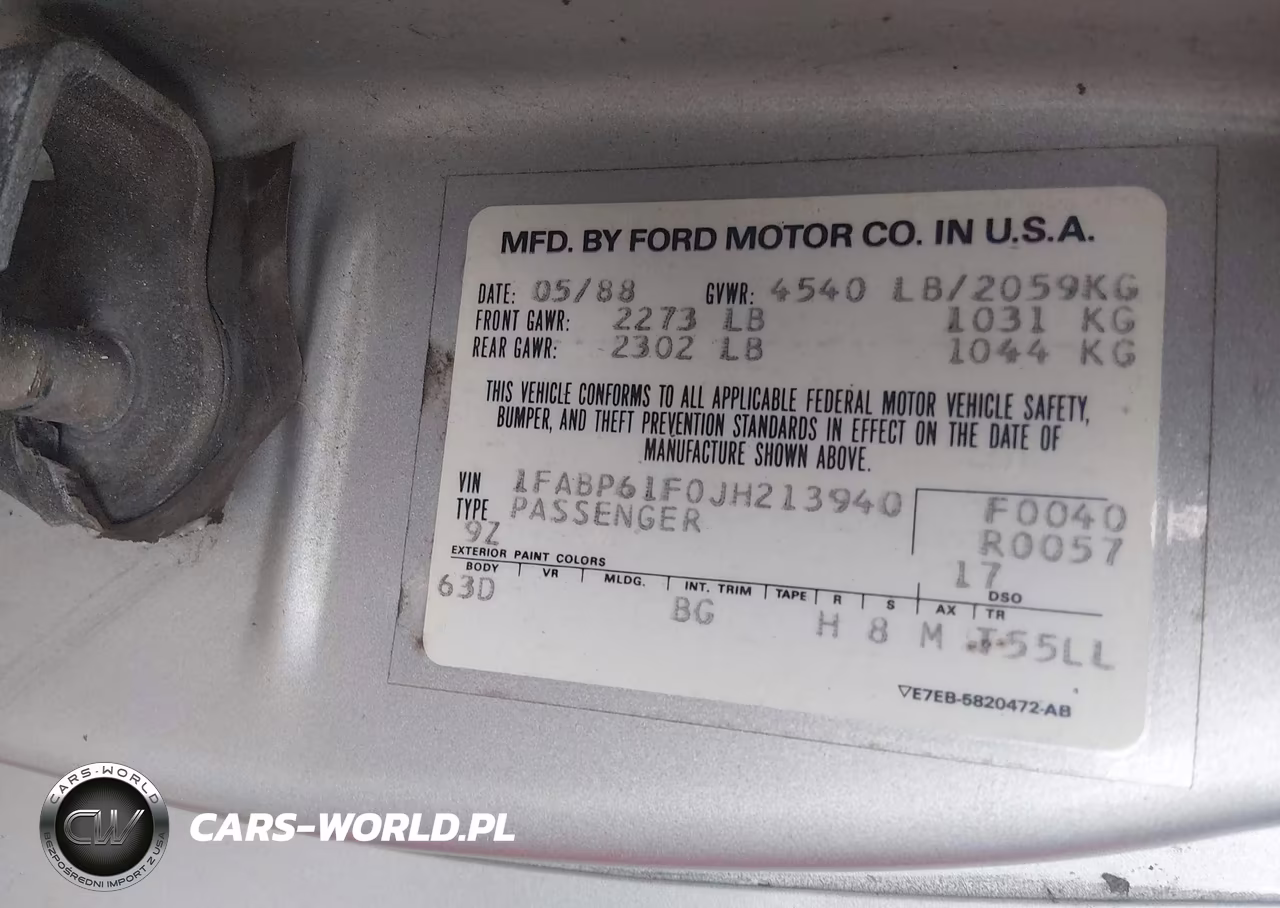 1988 Ford Thunderbird Sport VIN:1FABP61F0JH213940 - 9