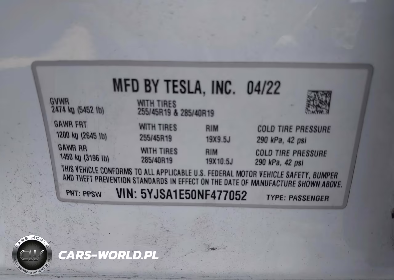 2022 Tesla Model S Dual Motor All-Wheel Drive VIN:5YJSA1E50NF477052 - 9