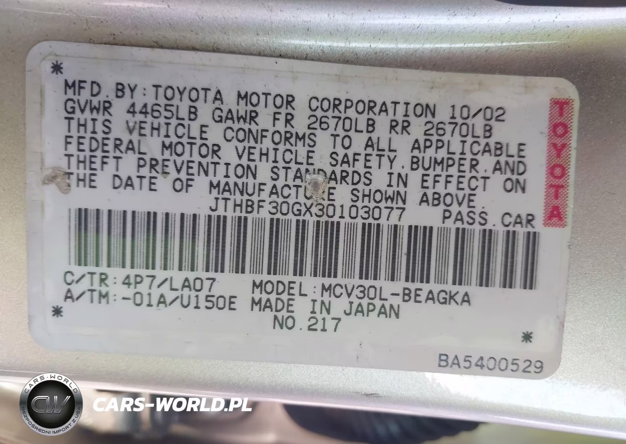 2003 Lexus Es 300 VIN:JTHBF30GX30103077 - 9