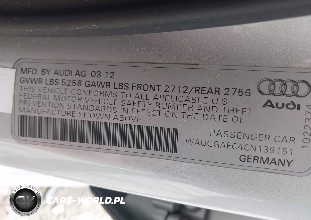2012 Audi A6 3.0 Premium VIN:WAUGGAFC4CN139151 - 9