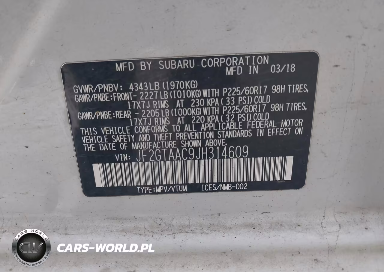 2018 Subaru Crosstrek 2.0I VIN:JF2GTAAC9JH314609 - 9