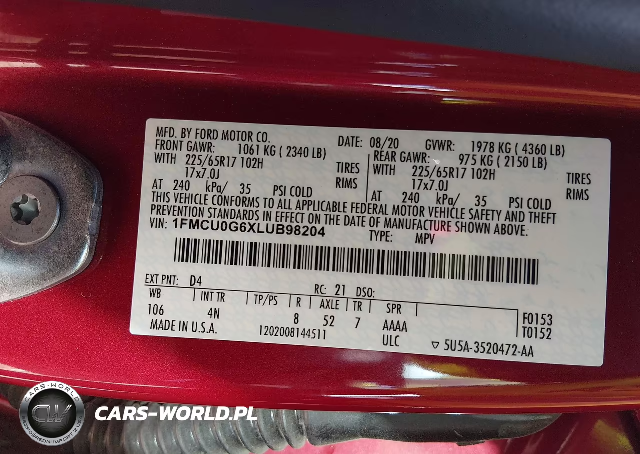 2020 Ford Escape Se VIN:1FMCU0G6XLUB98204 - 9
