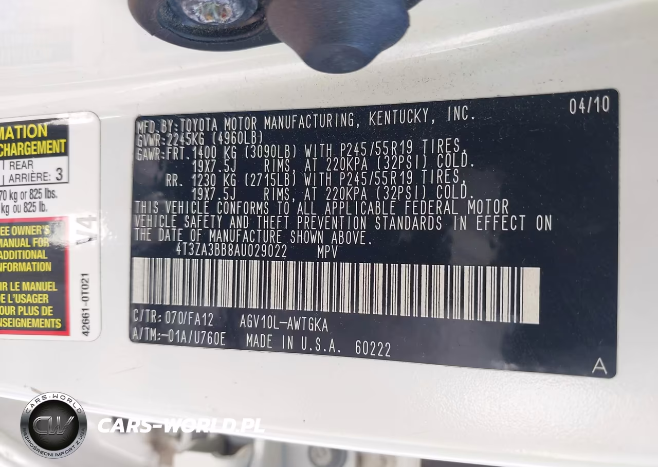 2010 Toyota Venza VIN:4T3ZA3BB8AU029022 - 9