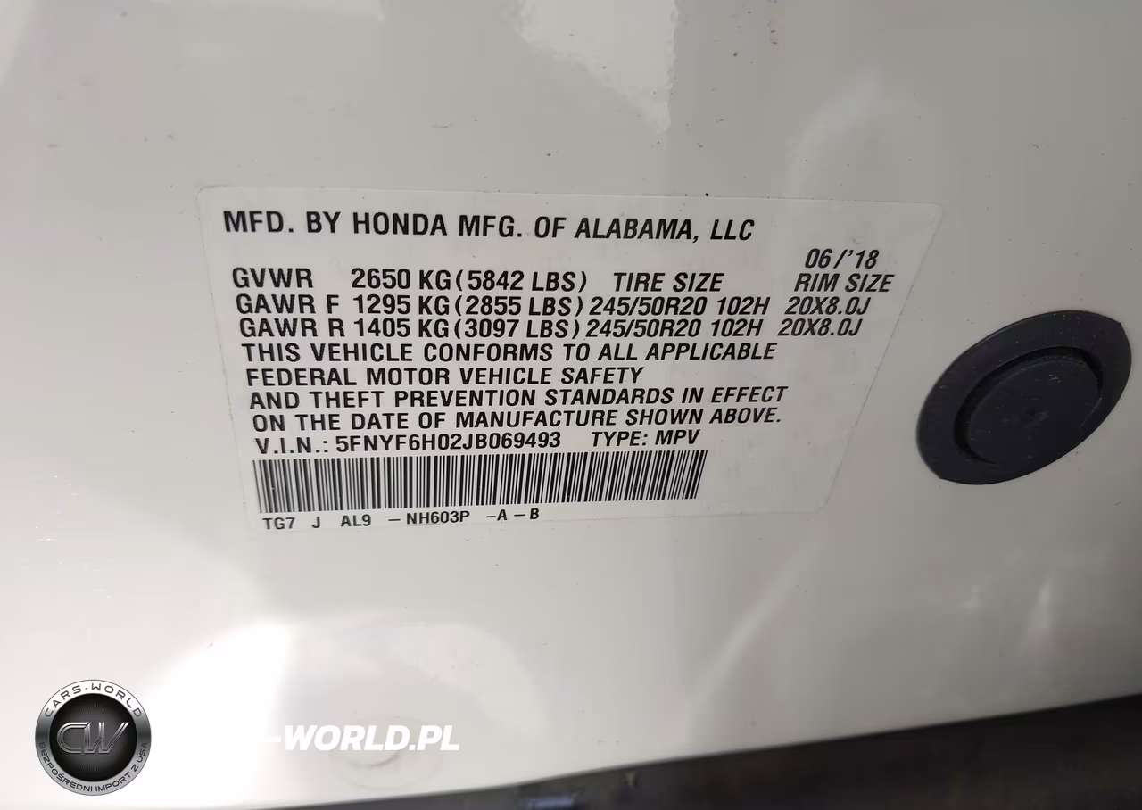 2018 Honda Pilot Elite VIN:5FNYF6H02JB069493 - 9