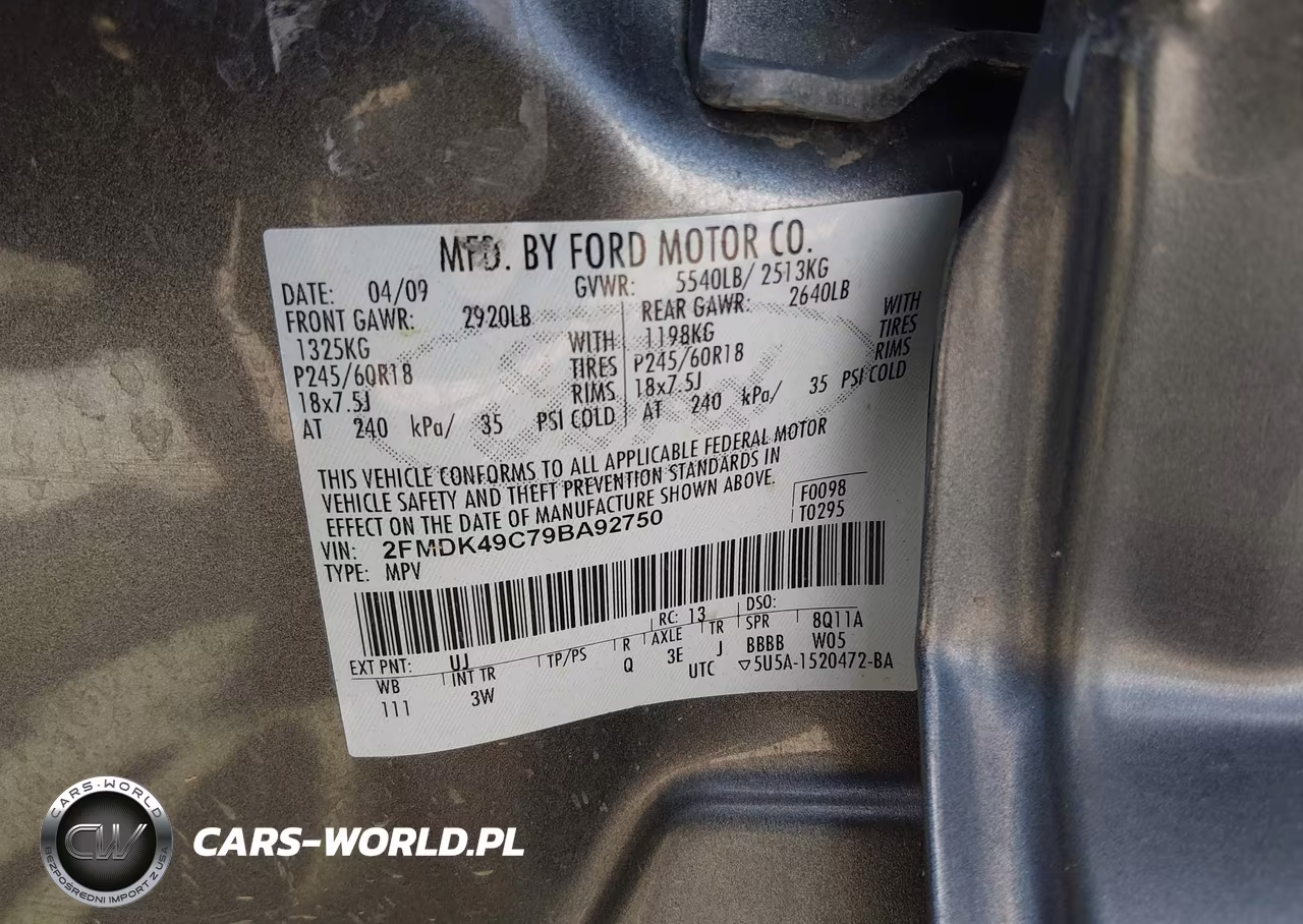 2009 Ford Edge Limited VIN:2FMDK49C79BA92750 - 9