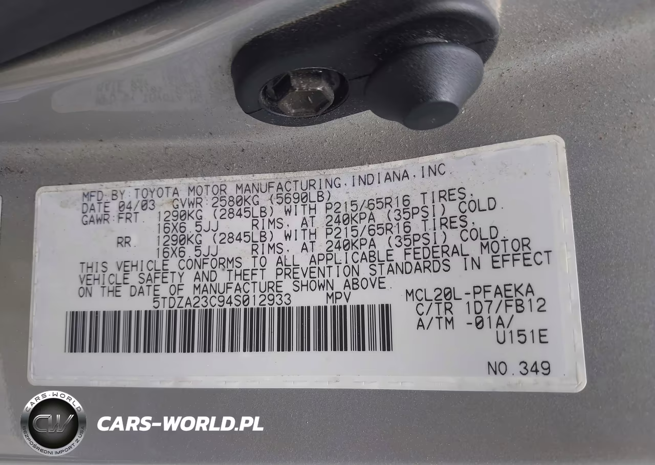 2004 Toyota Sienna Le VIN:5TDZA23C94S012933 - 9