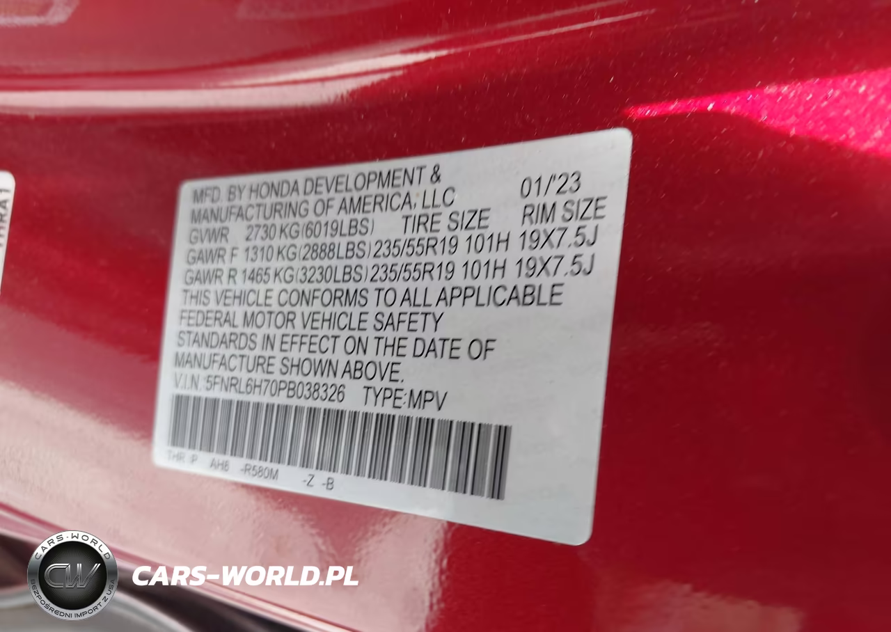 2023 Honda Odyssey Sport VIN:5FNRL6H70PB038326 - 9