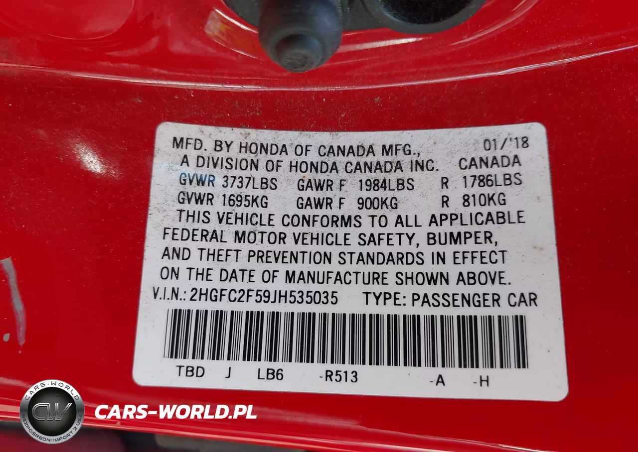 2018 Honda Civic Lx VIN:2HGFC2F59JH535035 - 9