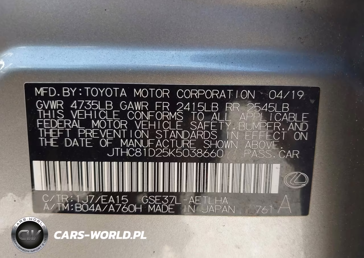 2019 Lexus Is 300 VIN:JTHC81D25K5038660 - 9