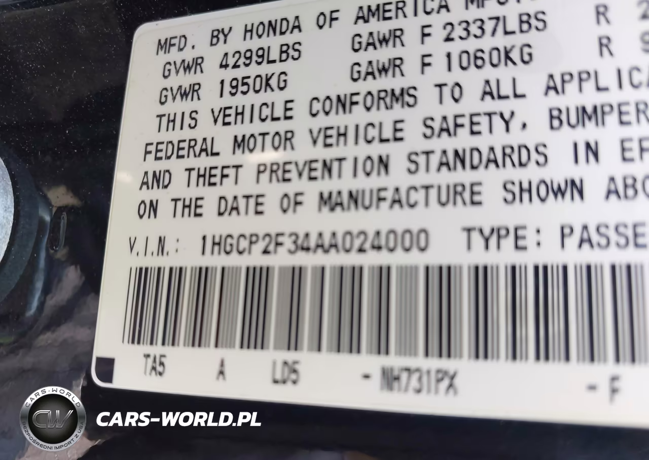 2010 Honda Accord 2.4 Lx VIN:1HGCP2F34AA024000 - 9
