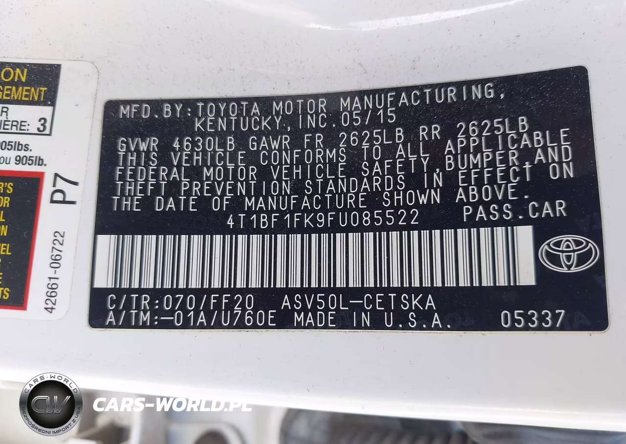 2015 Toyota Camry Se VIN:4T1BF1FK9FU085522 - 9