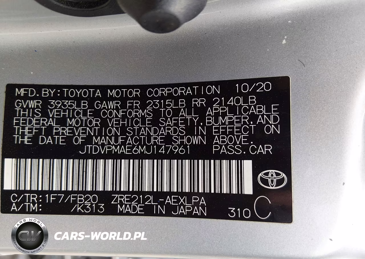 2021 Toyota Corolla Le VIN:JTDVPMAE6MJ147961 - 9