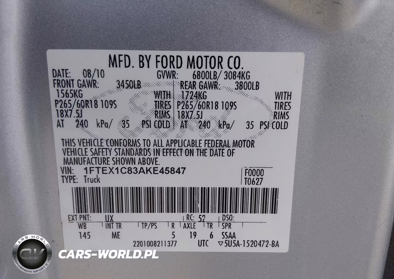 2010 Ford F-150 Fx2 Sport-Stx-Xl-Xlt VIN:1FTEX1C83AKE45847 - 9