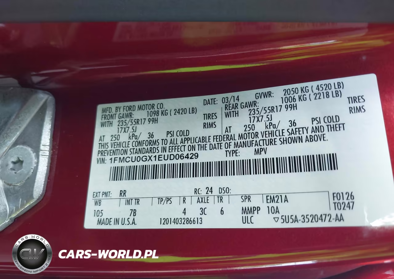2014 Ford Escape Se VIN:1FMCU0GX1EUD06429 - 9