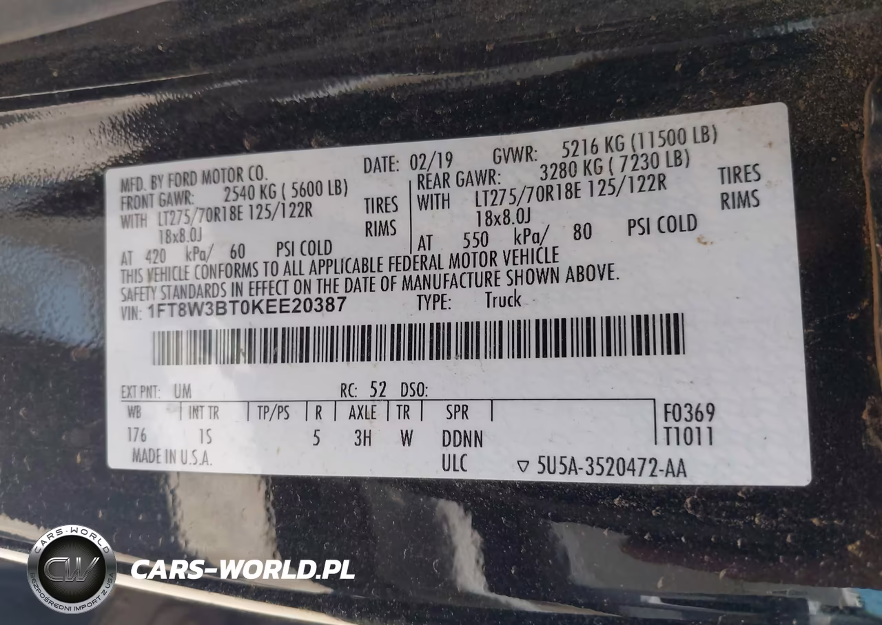 2019 Ford F-350 Xl VIN:1FT8W3BT0KEE20387 - 9
