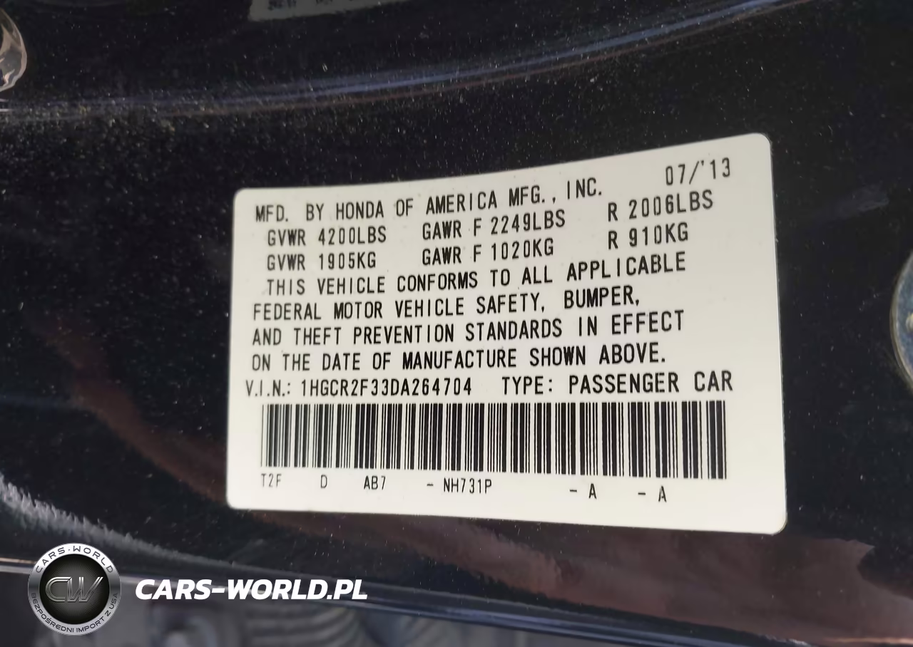 2013 Honda Accord Lx VIN:1HGCR2F33DA264704 - 9