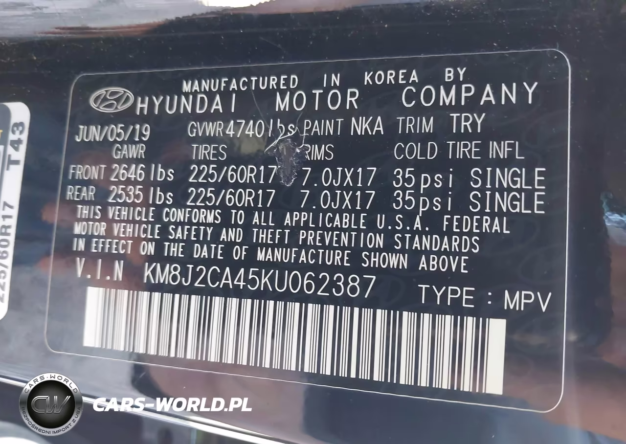 2019 Hyundai Tucson Se VIN:KM8J2CA45KU062387 - 9
