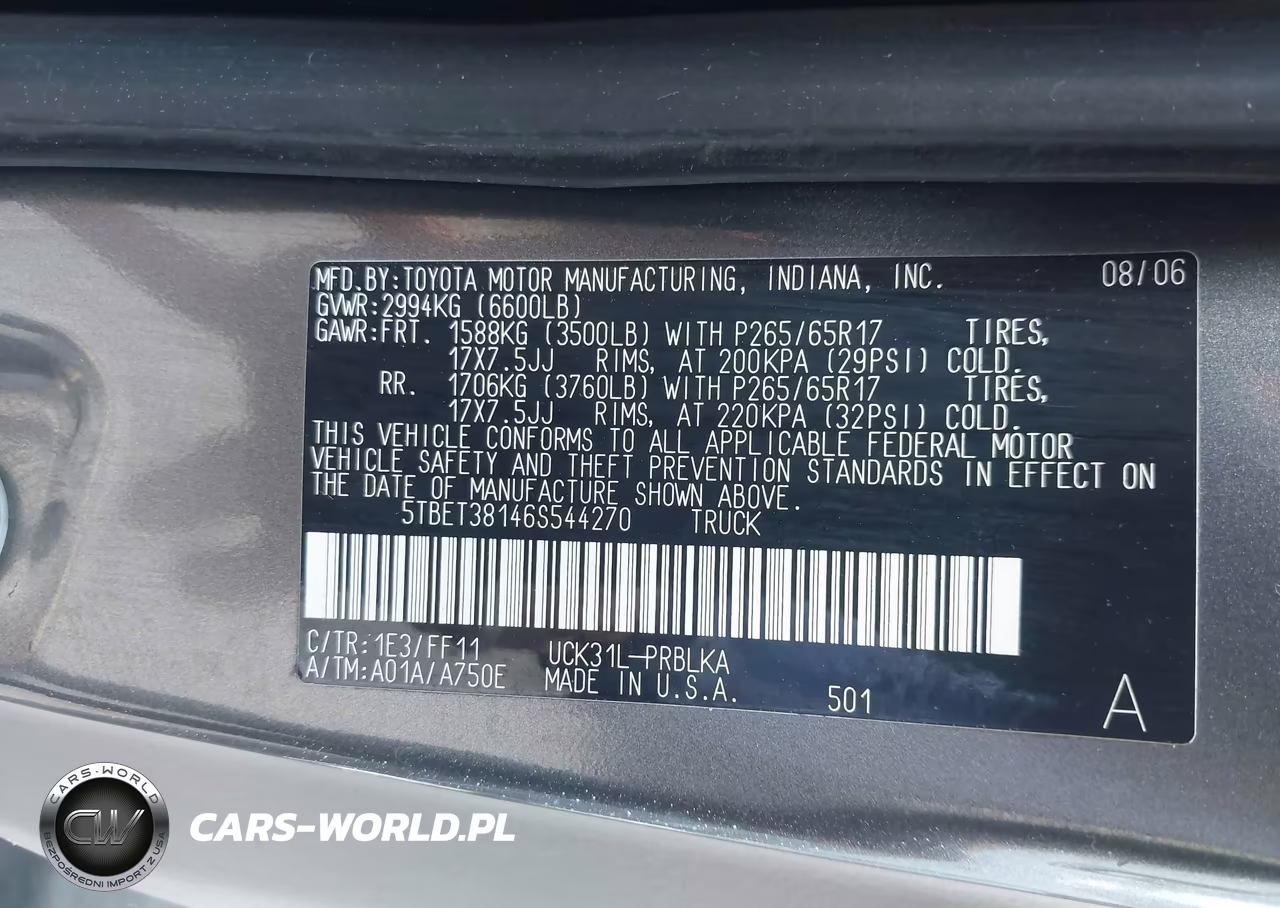 2006 Toyota Tundra Limited V8 VIN:5TBET38146S544270 - 9