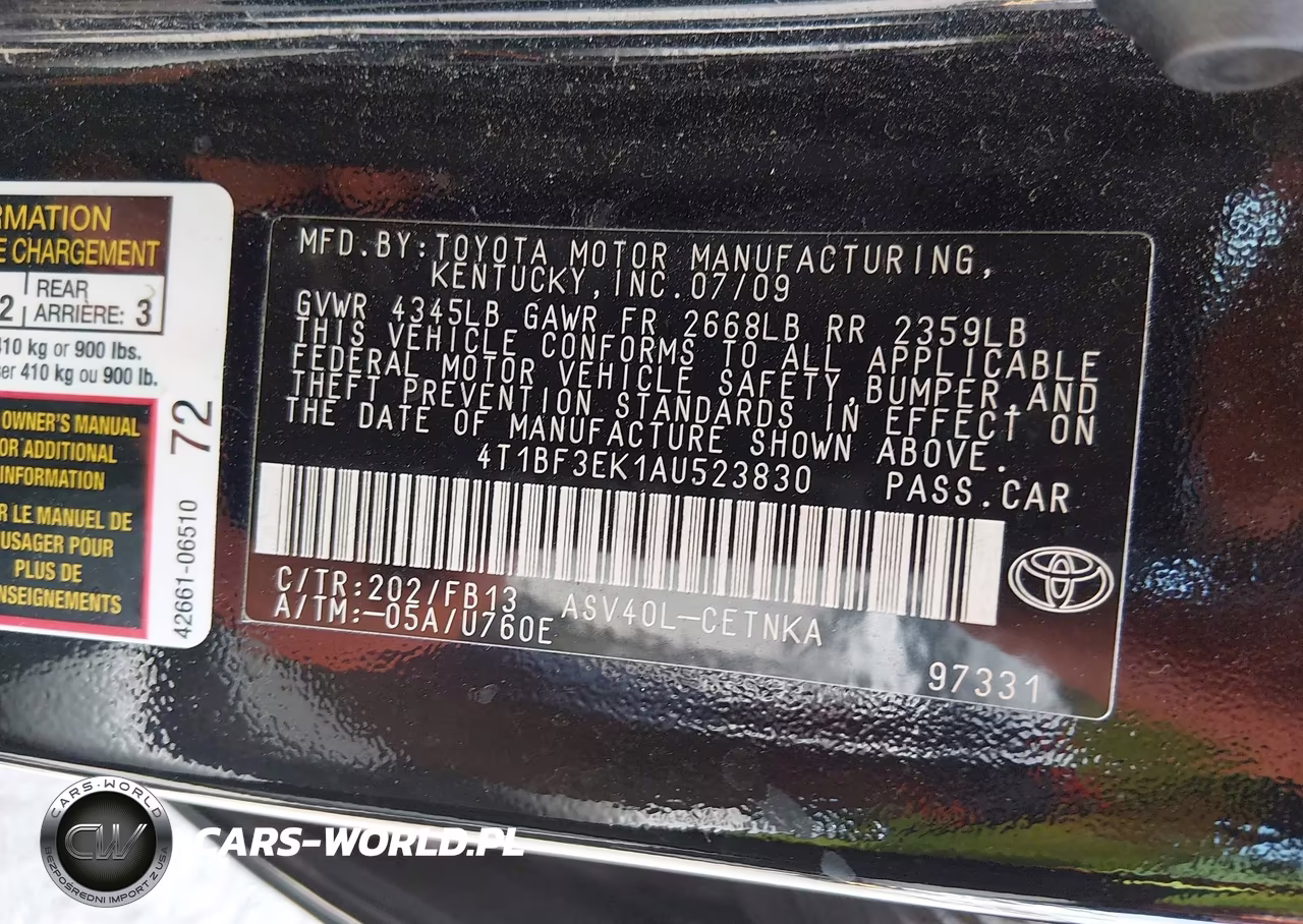 2010 Toyota Camry Le VIN:4T1BF3EK1AU523830 - 9