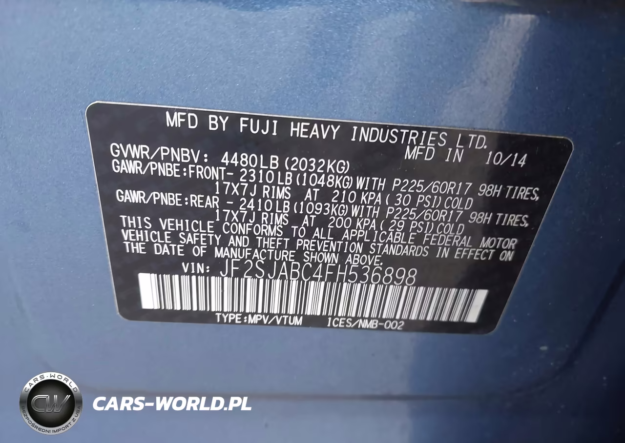 2015 Subaru Forester 2.5I VIN:JF2SJABC4FH536898 - 9