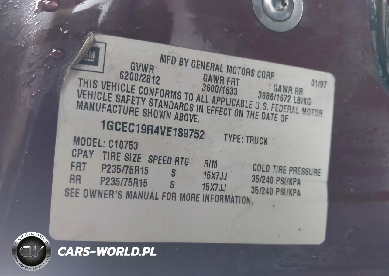 1997 Chevrolet C1500 Fleetside VIN:1GCEC19R4VE189752 - 9