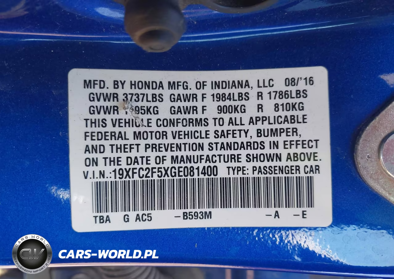 2016 Honda Civic Lx VIN:19XFC2F5XGE081400 - 9