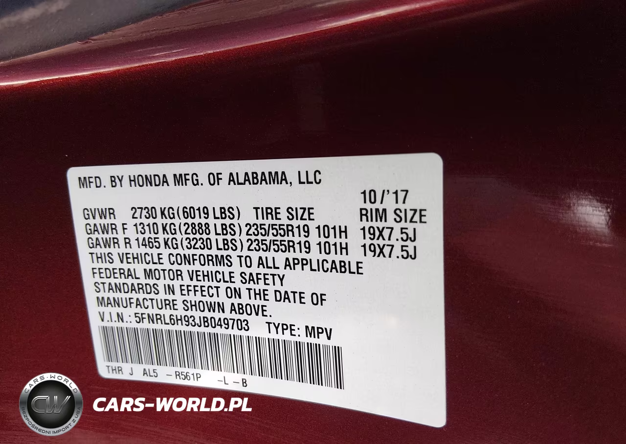 2018 Honda Odyssey Elite VIN:5FNRL6H93JB049703 - 9