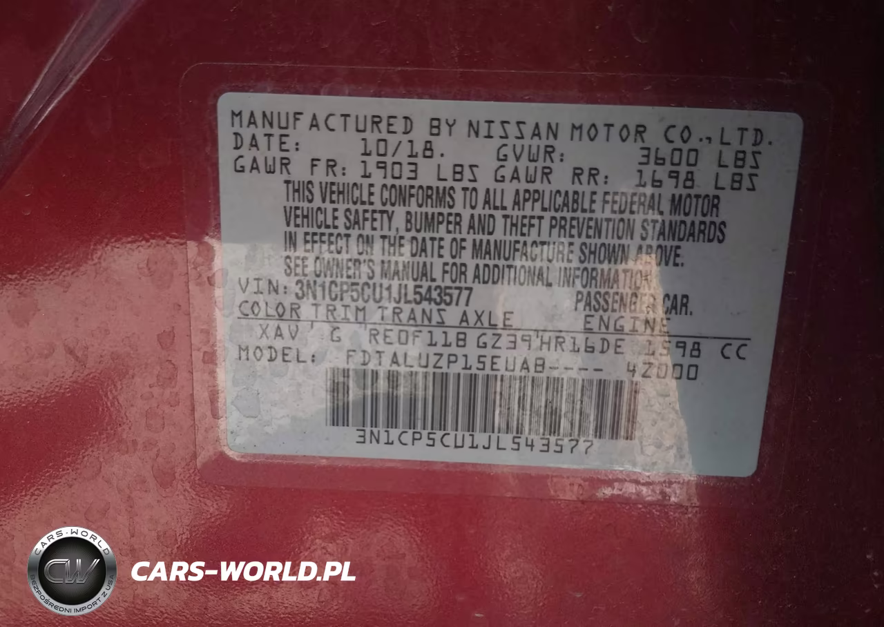 2018 Nissan Kicks Sr VIN:3N1CP5CU1JL543577 - 9