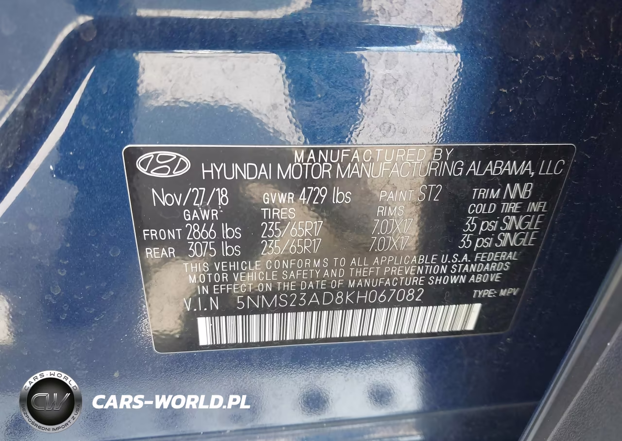 2019 Hyundai Santa Fe Se VIN:5NMS23AD8KH067082 - 9