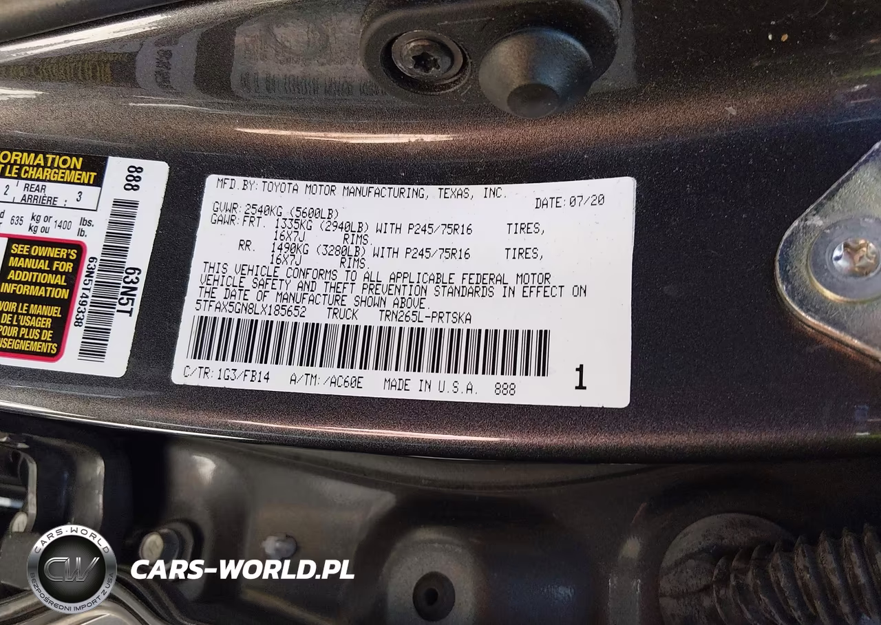 2020 Toyota Tacoma Sr VIN:5TFAX5GN8LX185652 - 9