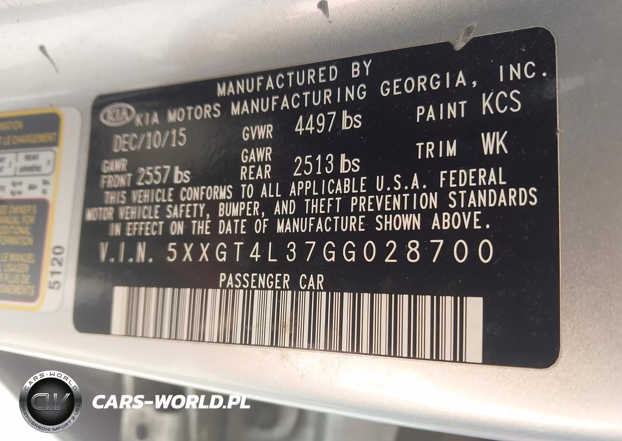 2016 Kia Optima Lx VIN:5XXGT4L37GG028700 - 9