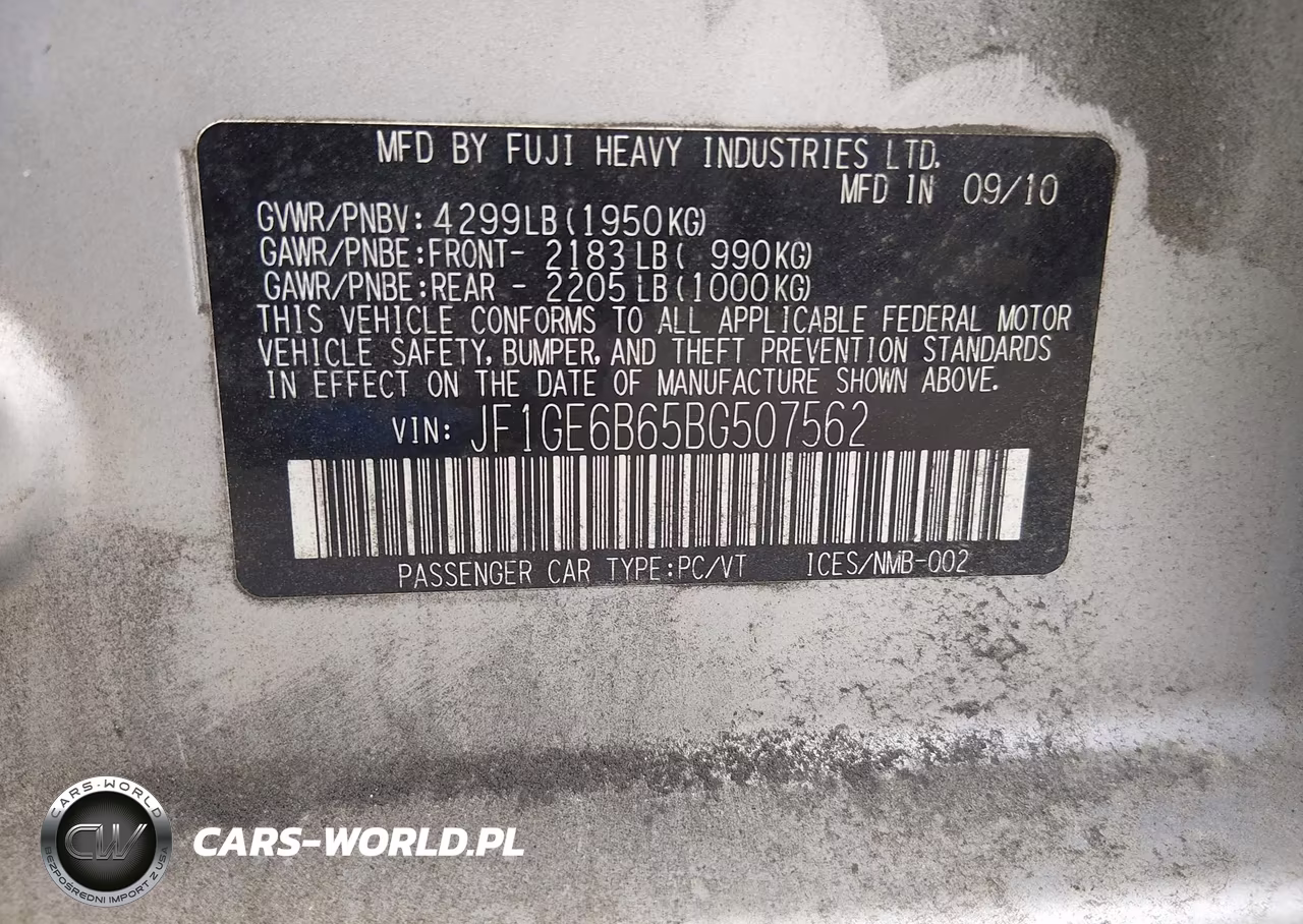2011 Subaru Impreza 2.5I Premium VIN:JF1GE6B65BG507562 - 9