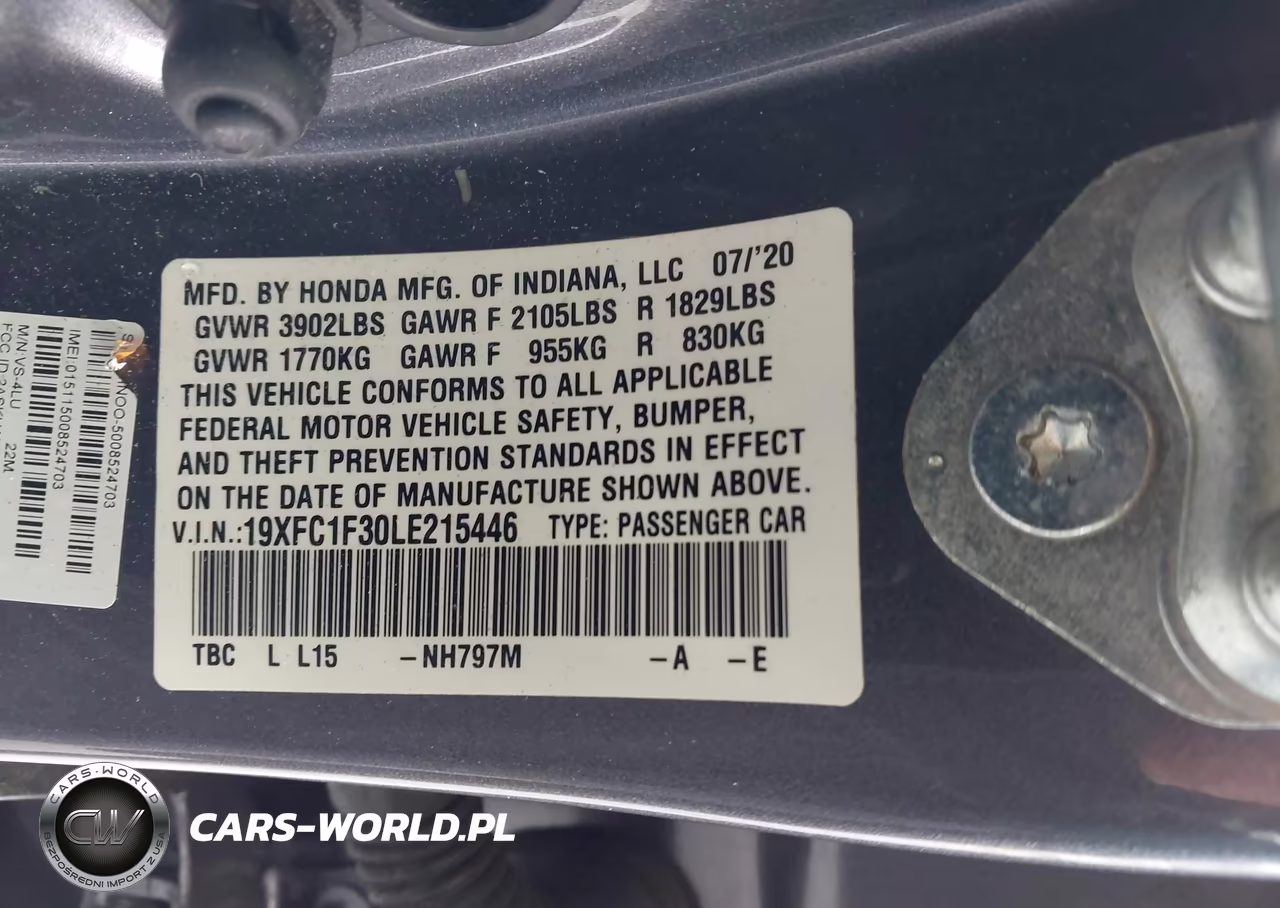 2020 Honda Civic Ex VIN:19XFC1F30LE215446 - 9