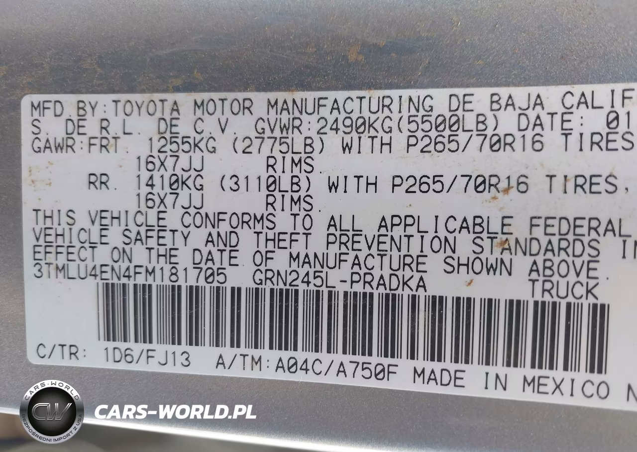 2015 Toyota Tacoma Base V6 VIN:3TMLU4EN4FM181705 - 9