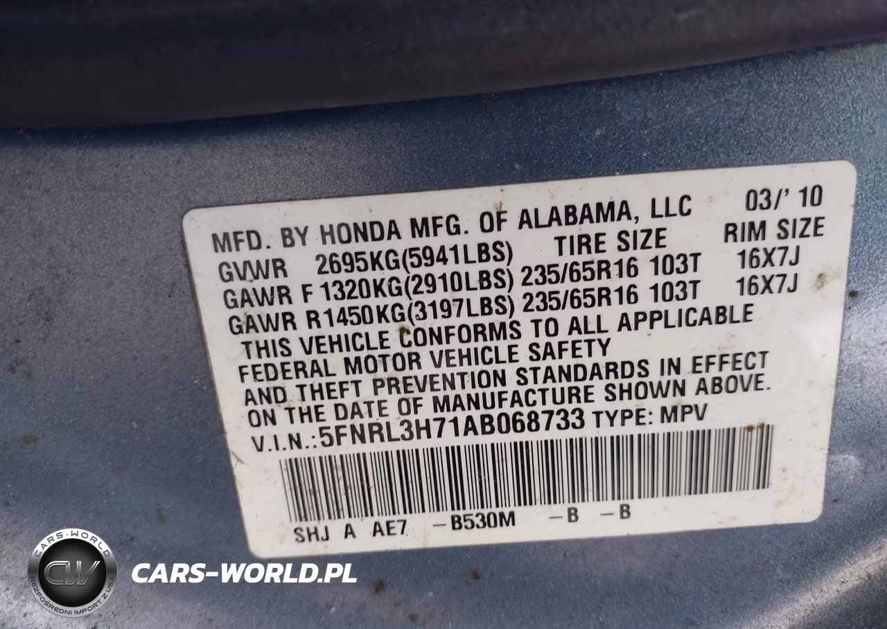 2010 Honda Odyssey Ex-L VIN:5FNRL3H71AB068733 - 9