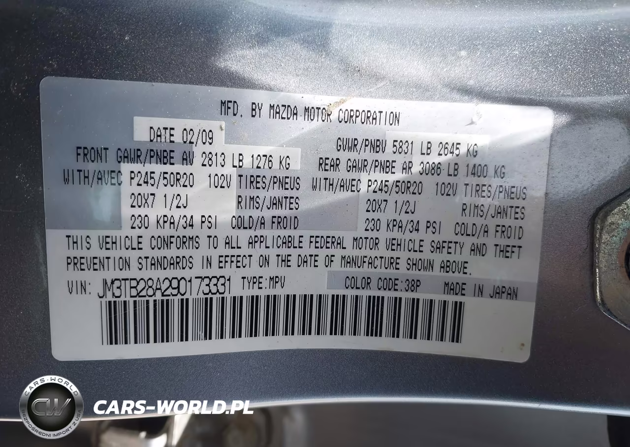 2009 Mazda Cx-9 Grand Touring VIN:JM3TB28A290173331 - 9