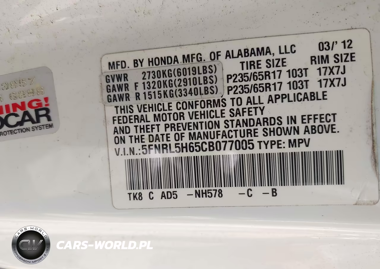 2012 Honda Odyssey Ex-L VIN:5FNRL5H65CB077005 - 9
