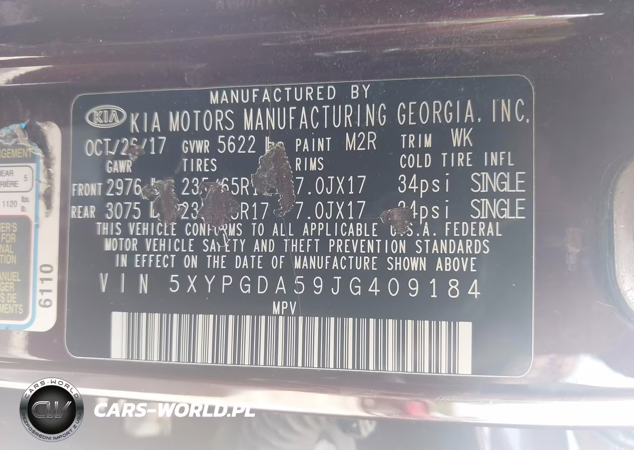 2018 Kia Sorento 3.3L Lx VIN:5XYPGDA59JG409184 - 9