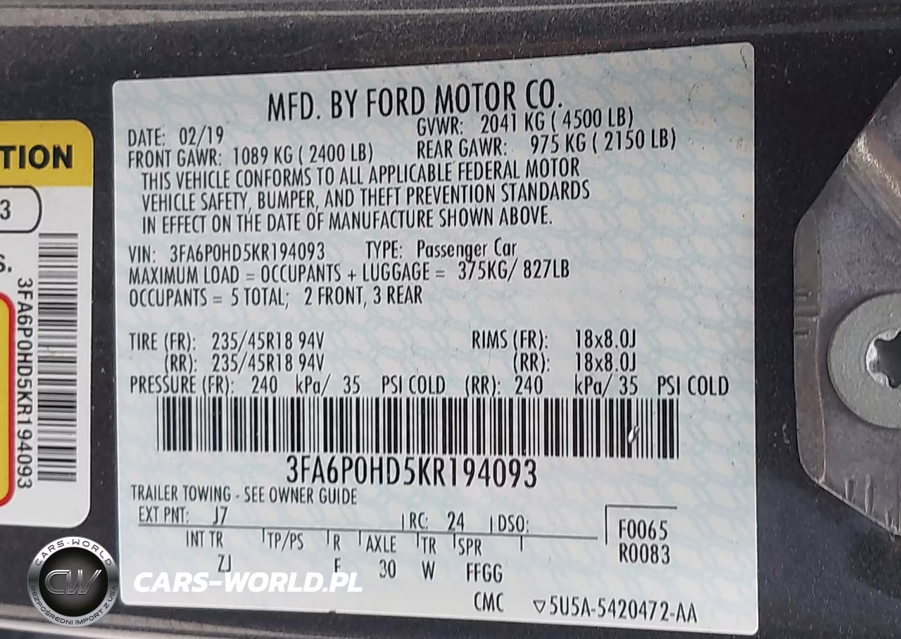 2019 Ford Fusion Se VIN:3FA6P0HD5KR194093 - 9