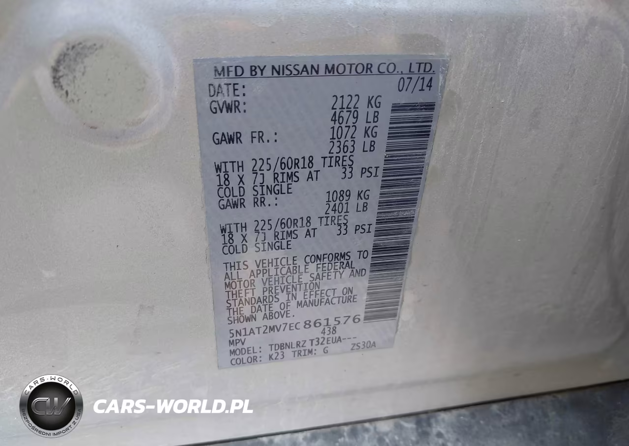 2014 Nissan Rogue Sl VIN:5N1AT2MV7EC861576 - 9